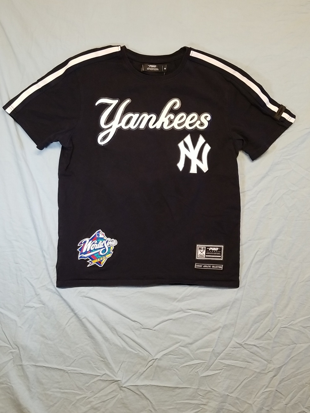 New York Yankees Pro Standard MLB Embroidered Navy Blue Spellout T Shirt